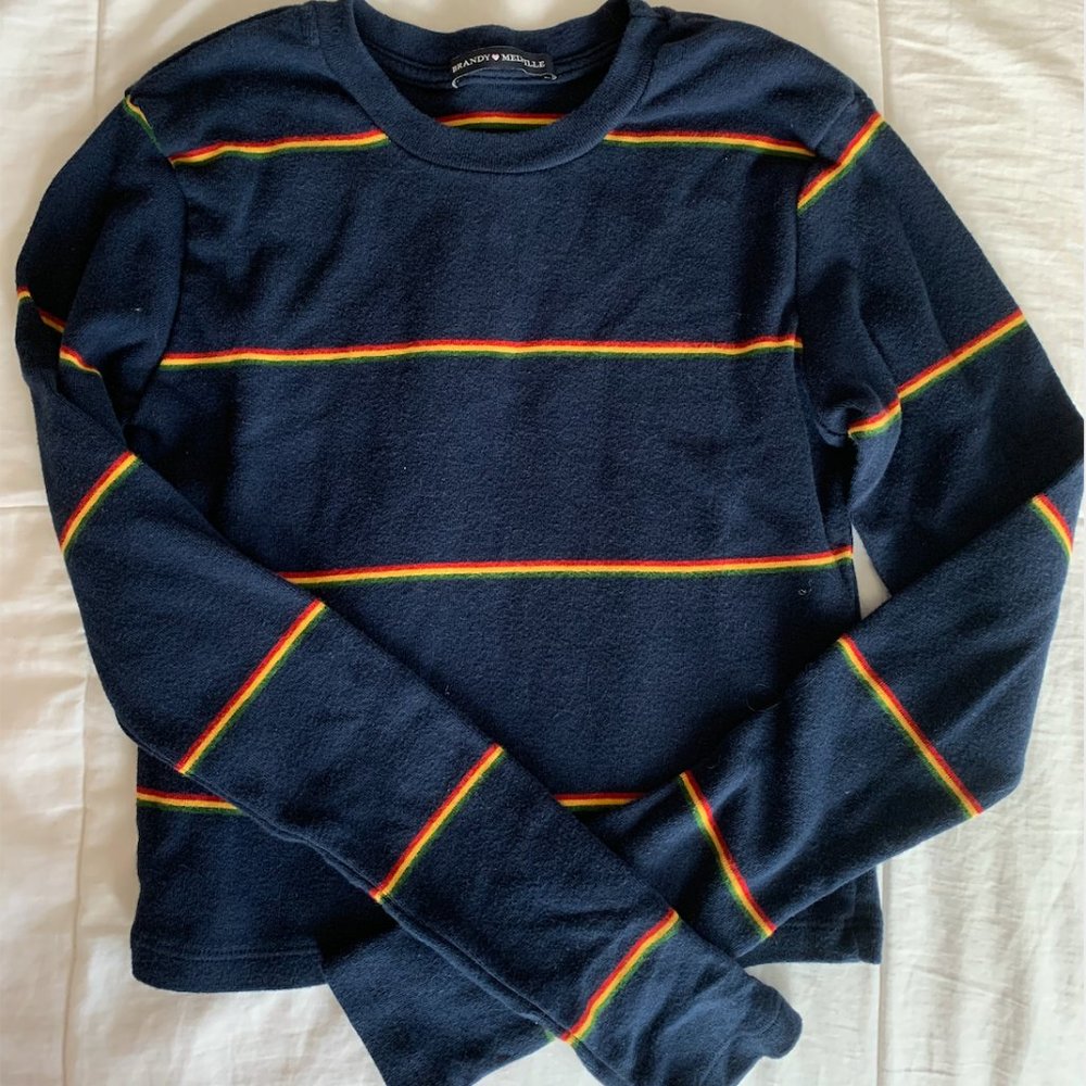 Brandy Melville Cropped Striped Long Sleeve